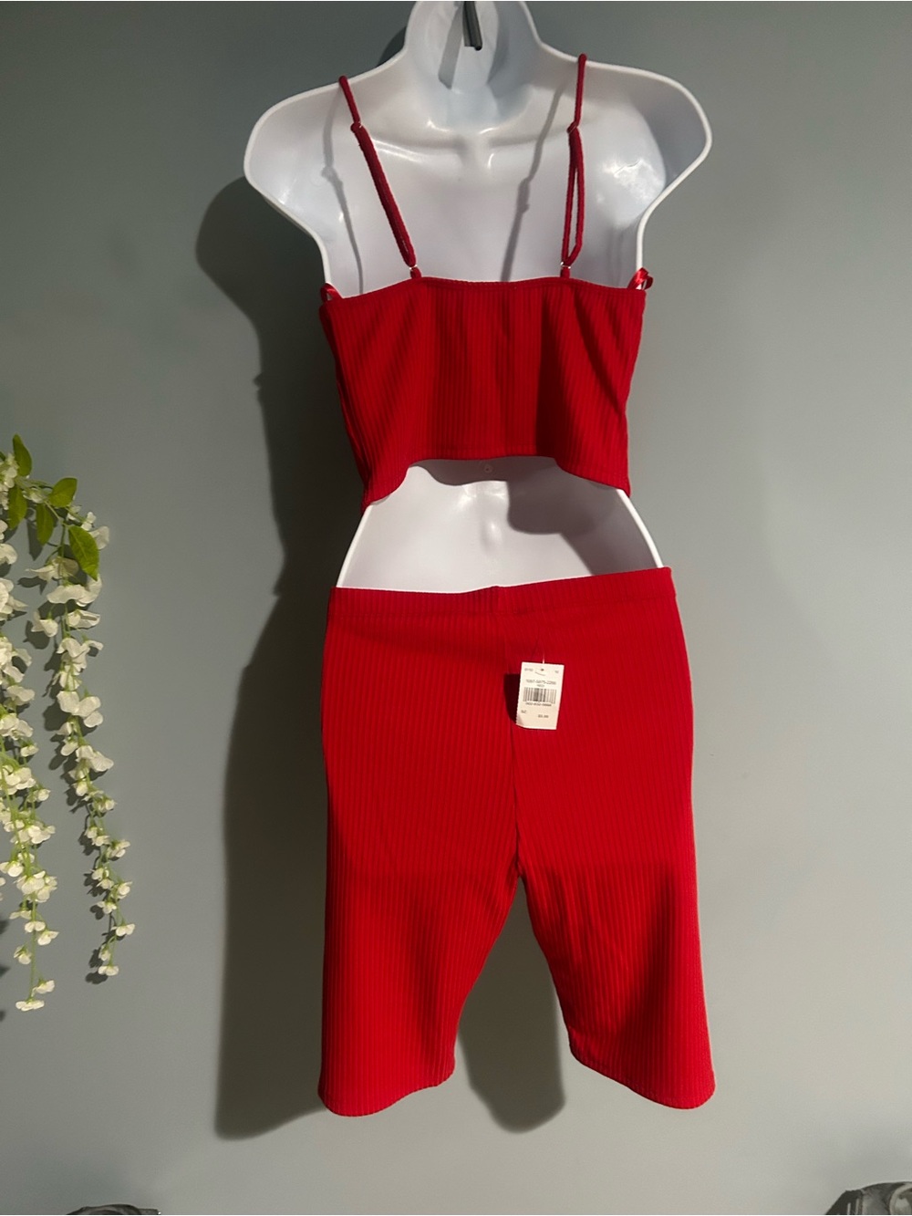 love J Red Spaghetti Strap Crop Top & Bike Shorts - Picture 5 of 8